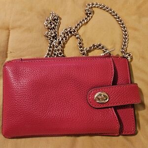 Coach Leather Crossbody/Wristlet with Chain